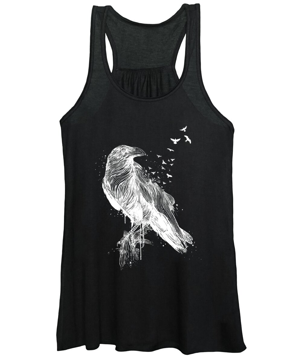 Birds Women's Tank Top featuring the drawing Born to be free II by Balazs Solti