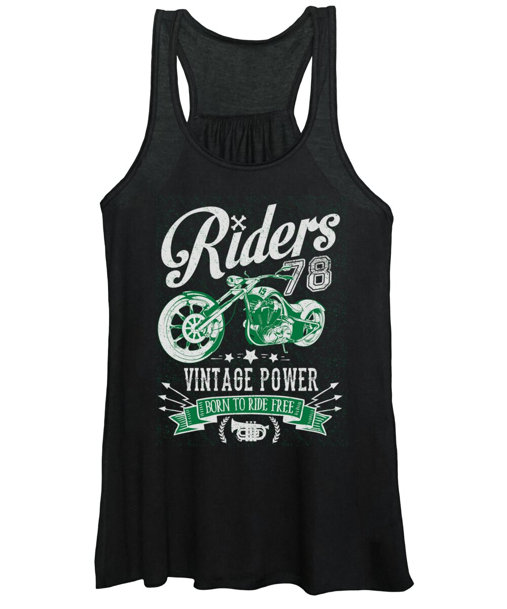 Motor Head Women's Tank Top featuring the digital art Born To Ride Free Riders Vintage Power by Jacob Zelazny