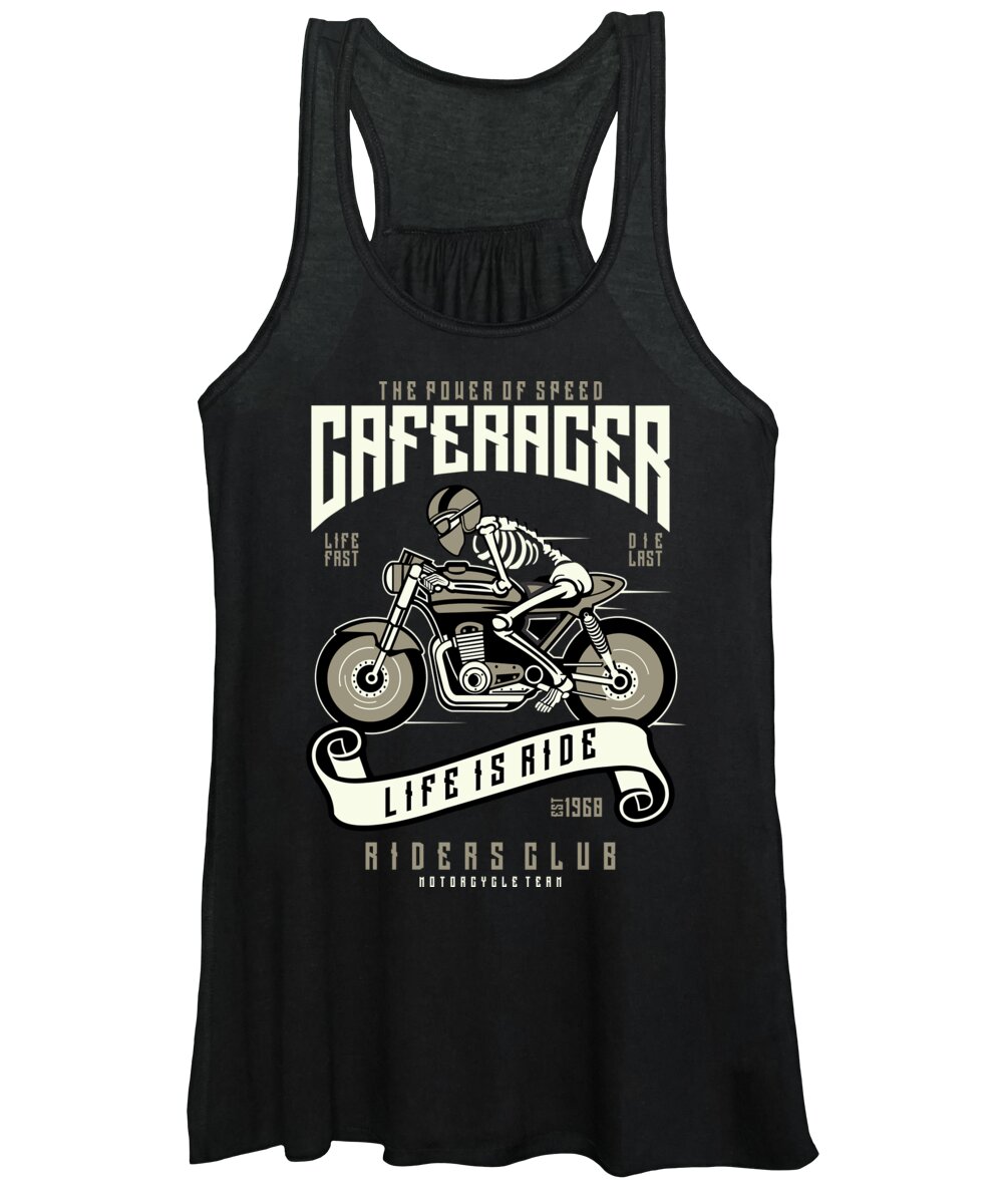Motorcycle Women's Tank Top featuring the digital art Cafe Racer Motorcycle Team Riders Club by Jacob Zelazny