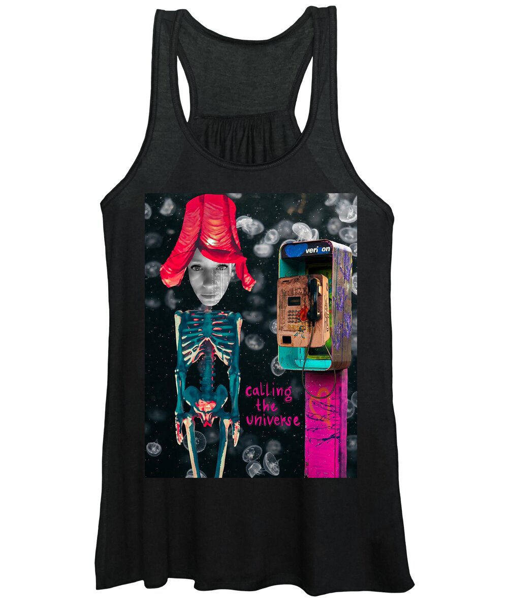 Collage Women's Tank Top featuring the digital art Calling the universe by Tanja Leuenberger