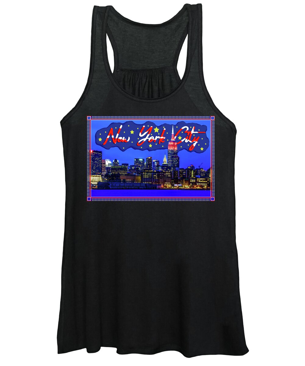 New York City Skyline At Night Women's Tank Top featuring the photograph Celebrate New York City by Az Jackson