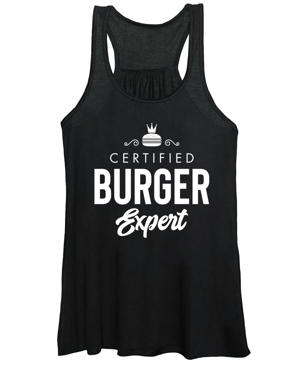 Tasty Women's Tank Top featuring the drawing Certified Burger Expert Hamburger Design by Noirty Designs
