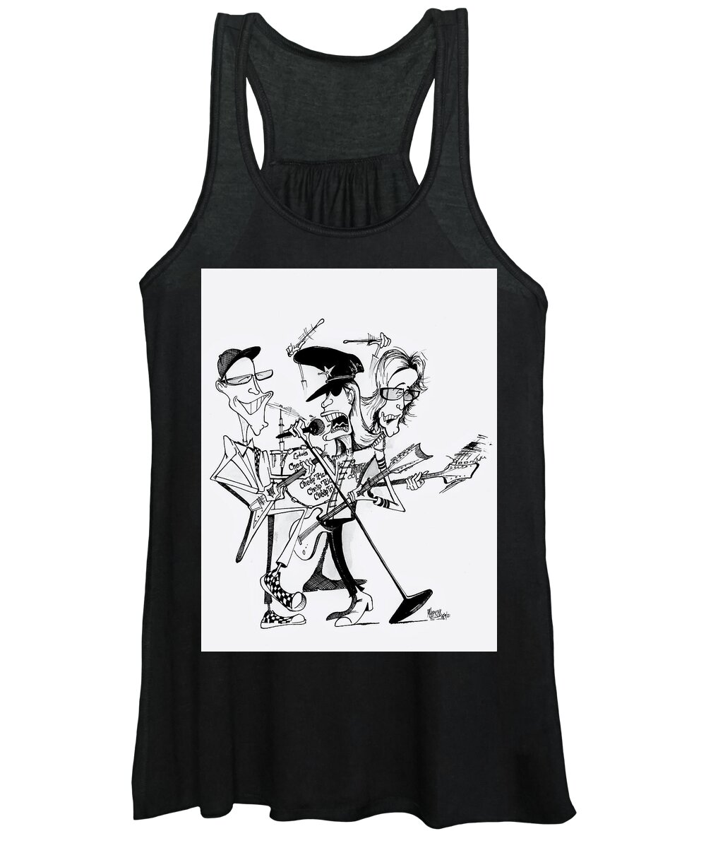Caricature Women's Tank Top featuring the drawing Cheap Trick by Michael Hopkins