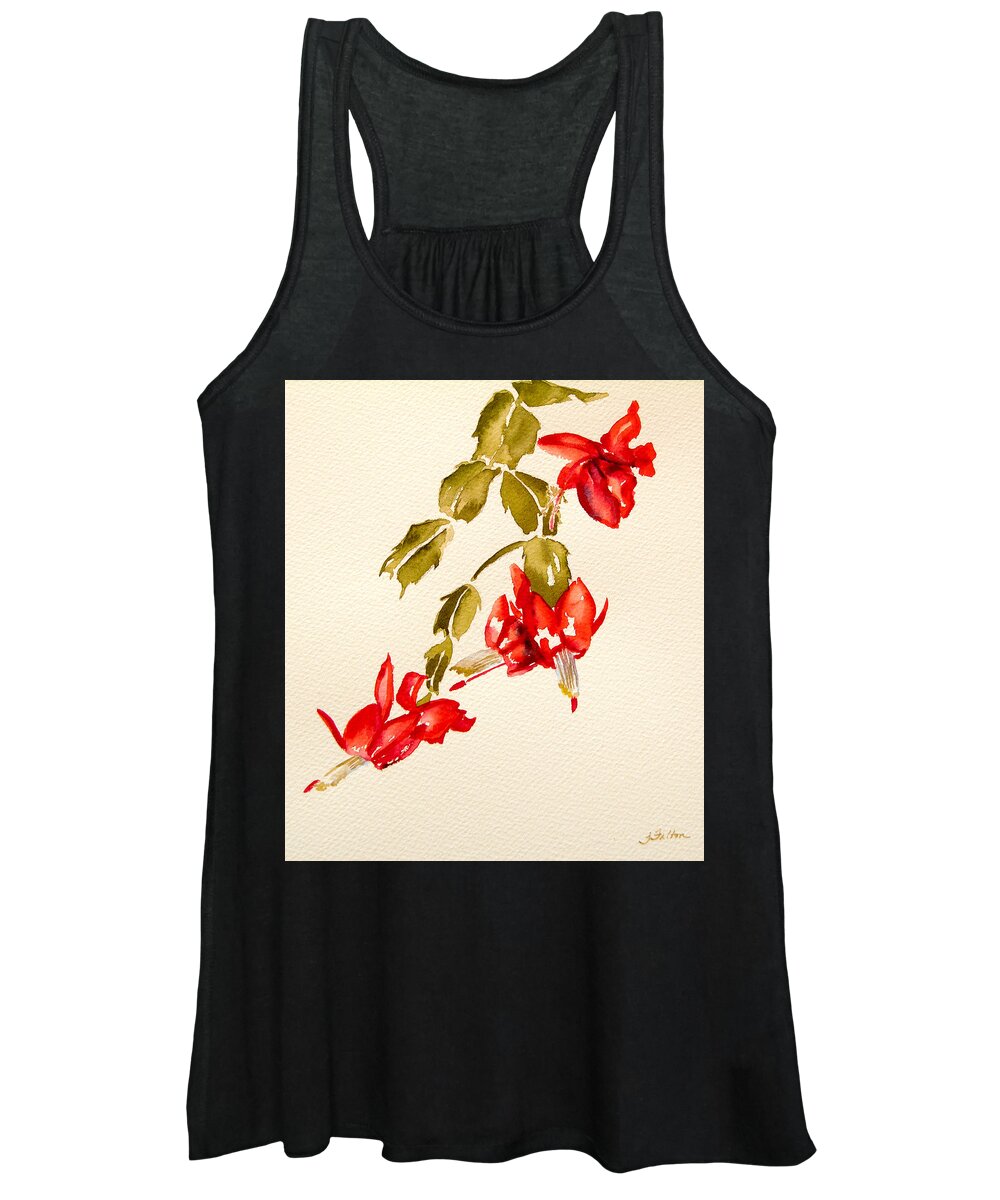 Christmas Women's Tank Top featuring the painting Christmas cactus 5 by Julianne Felton