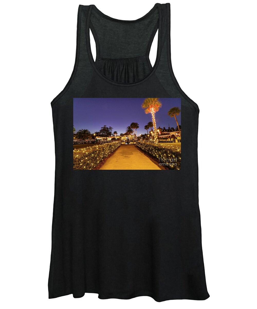Christmas Women's Tank Top featuring the photograph Christmas Lights St Augustine by Scott Moore