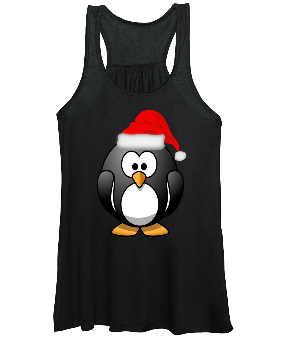 Christmas 2023 Women's Tank Top featuring the digital art Christmas Santa Penguin by Flippin Sweet Gear