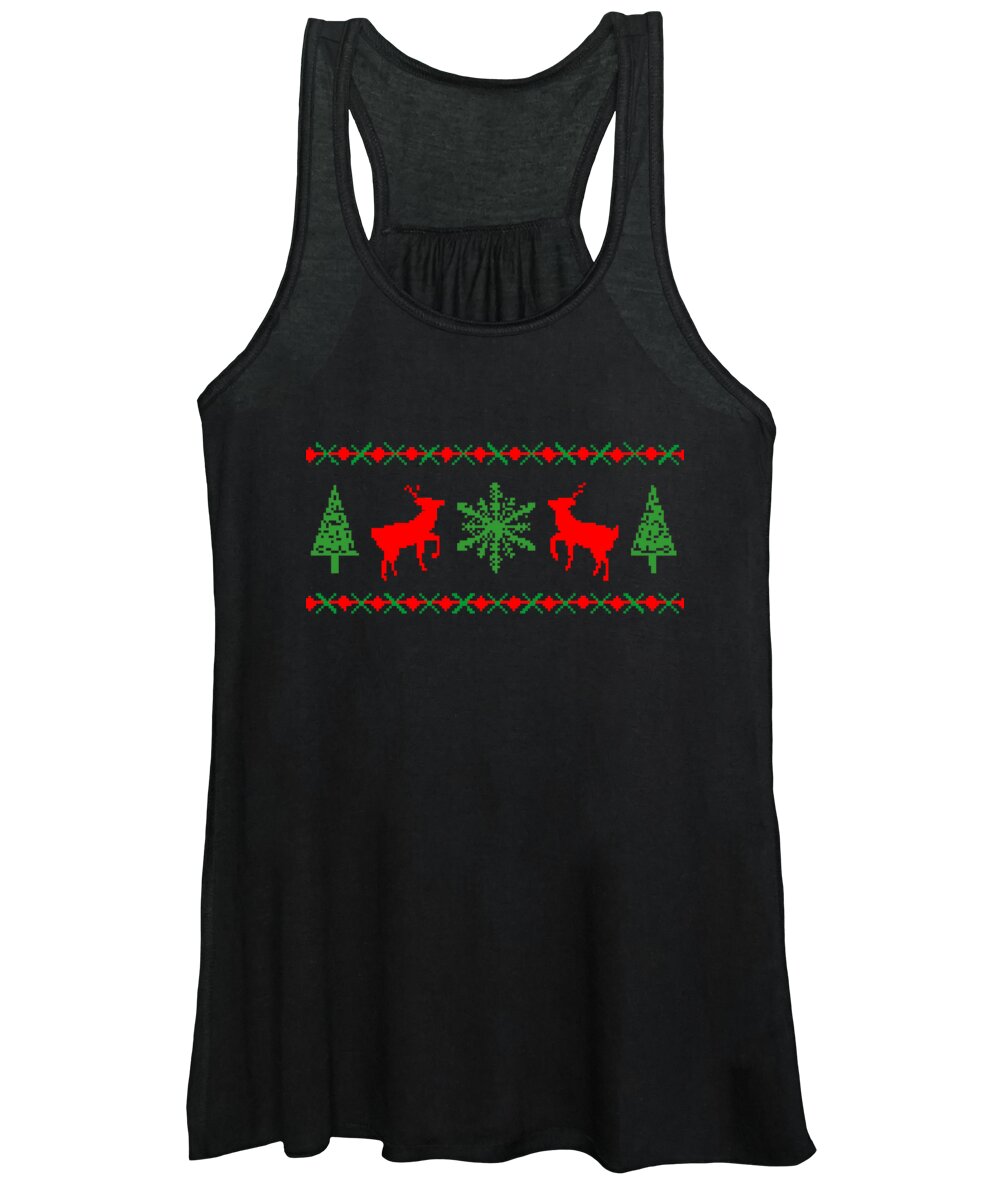 Christmas 2023 Women's Tank Top featuring the digital art Classic Ugly Christmas Sweater by Flippin Sweet Gear