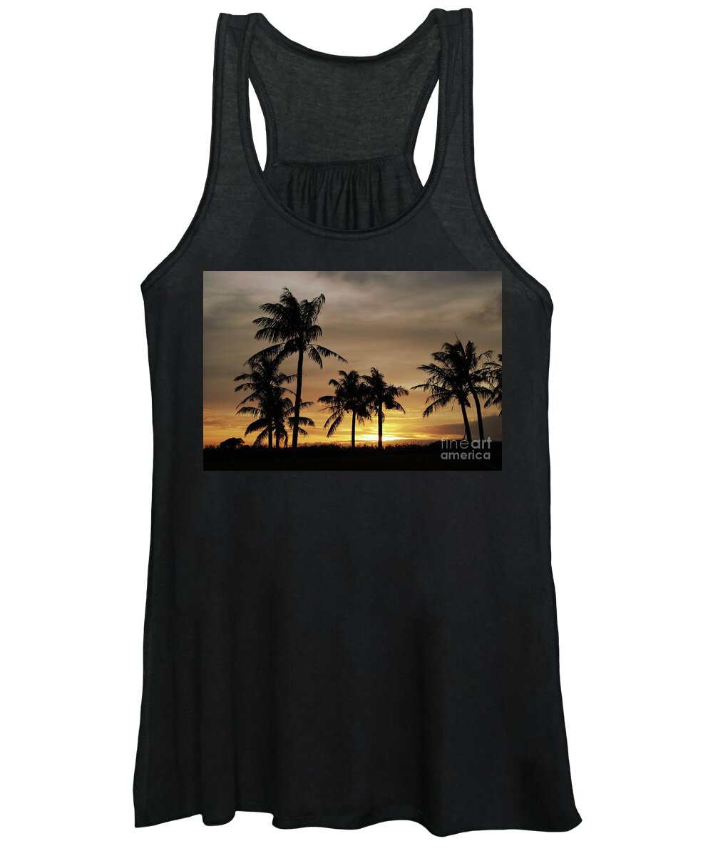 Coconut Women's Tank Top featuring the photograph Coconut trees at sunset by On da Raks