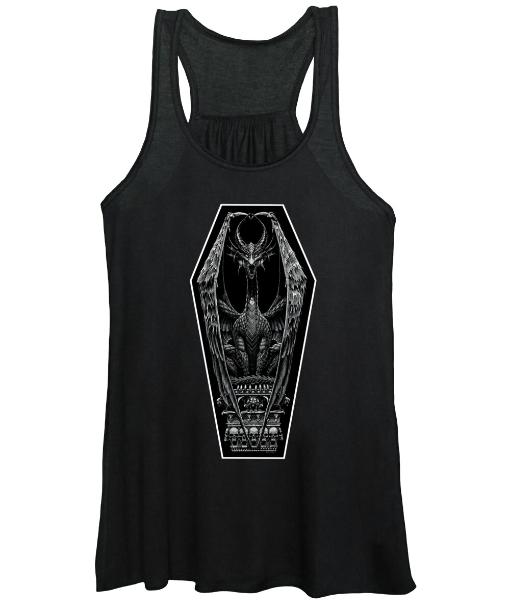 Dragon Women's Tank Top featuring the drawing Coffin Dragon by Stanley Morrison