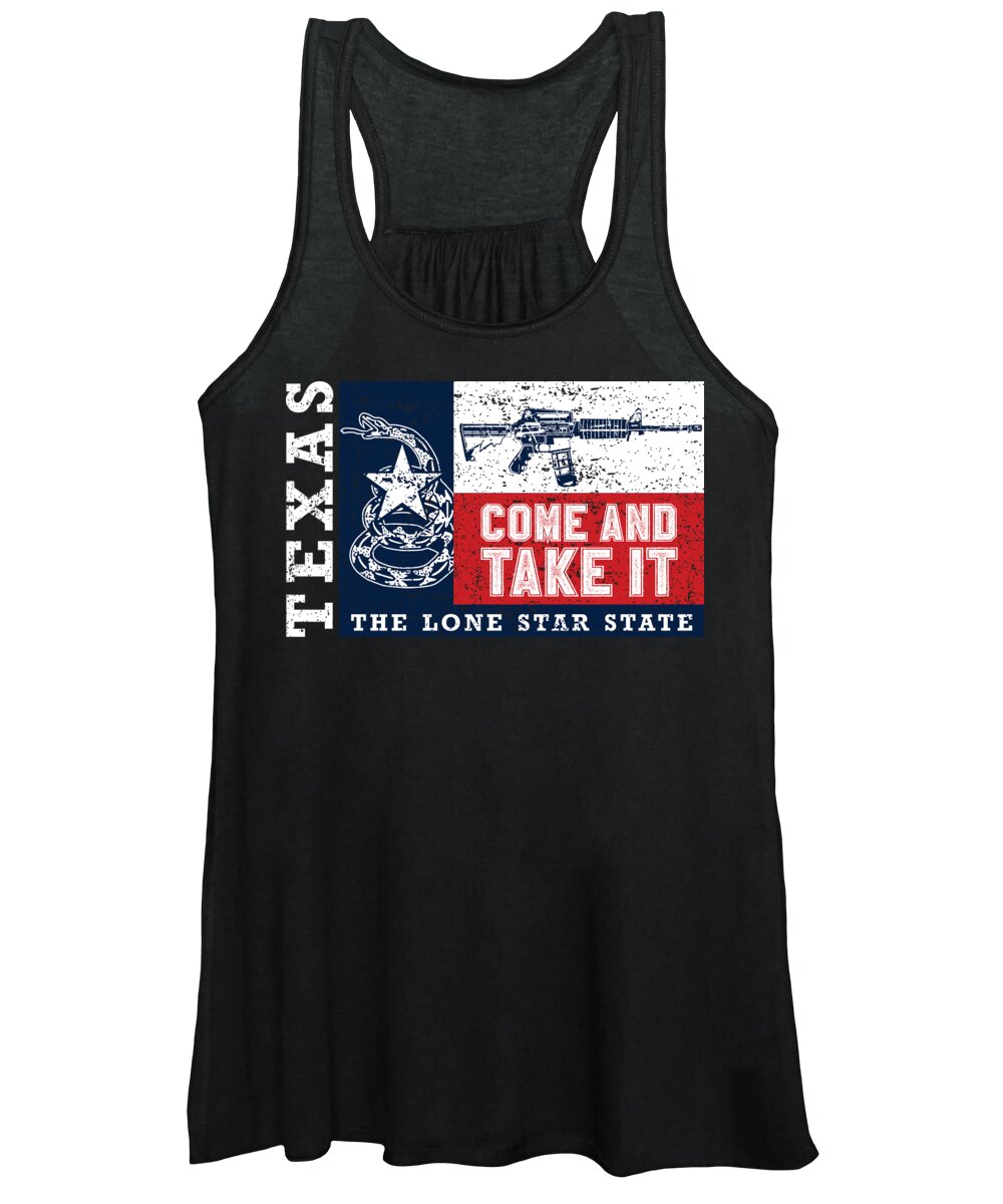 Military Women's Tank Top featuring the digital art Come And Take It Texas The Lone Star State by Jacob Zelazny