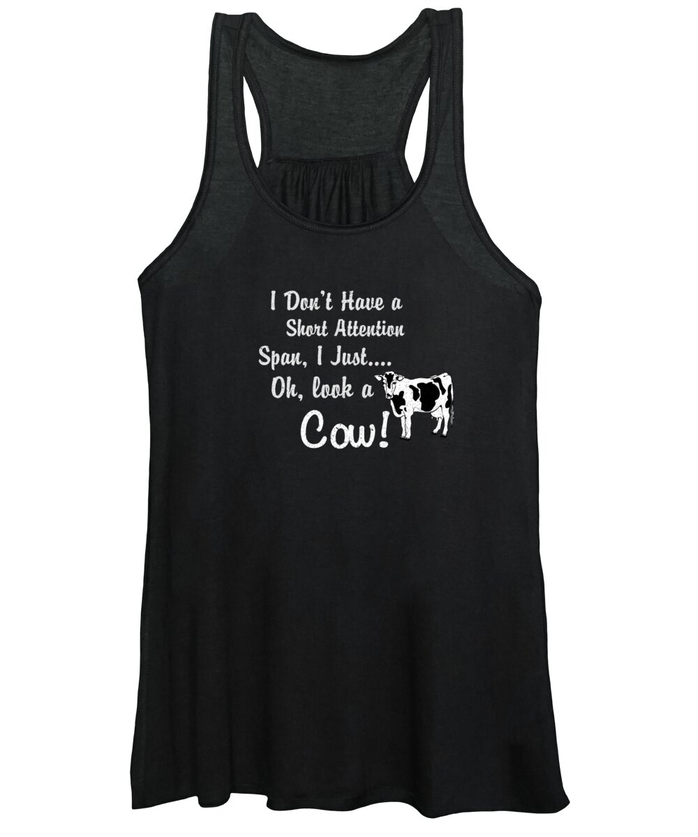 Cute Women's Tank Top featuring the digital art Cow Short Attention Span by Jacob Zelazny