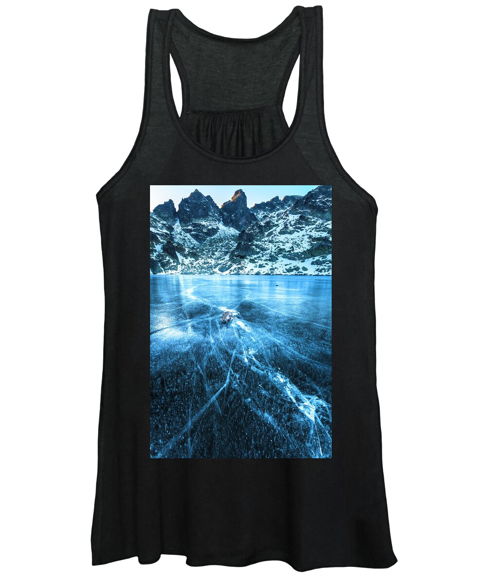 Bulgaria Women's Tank Top featuring the photograph Cracks In the Ice by Evgeni Dinev