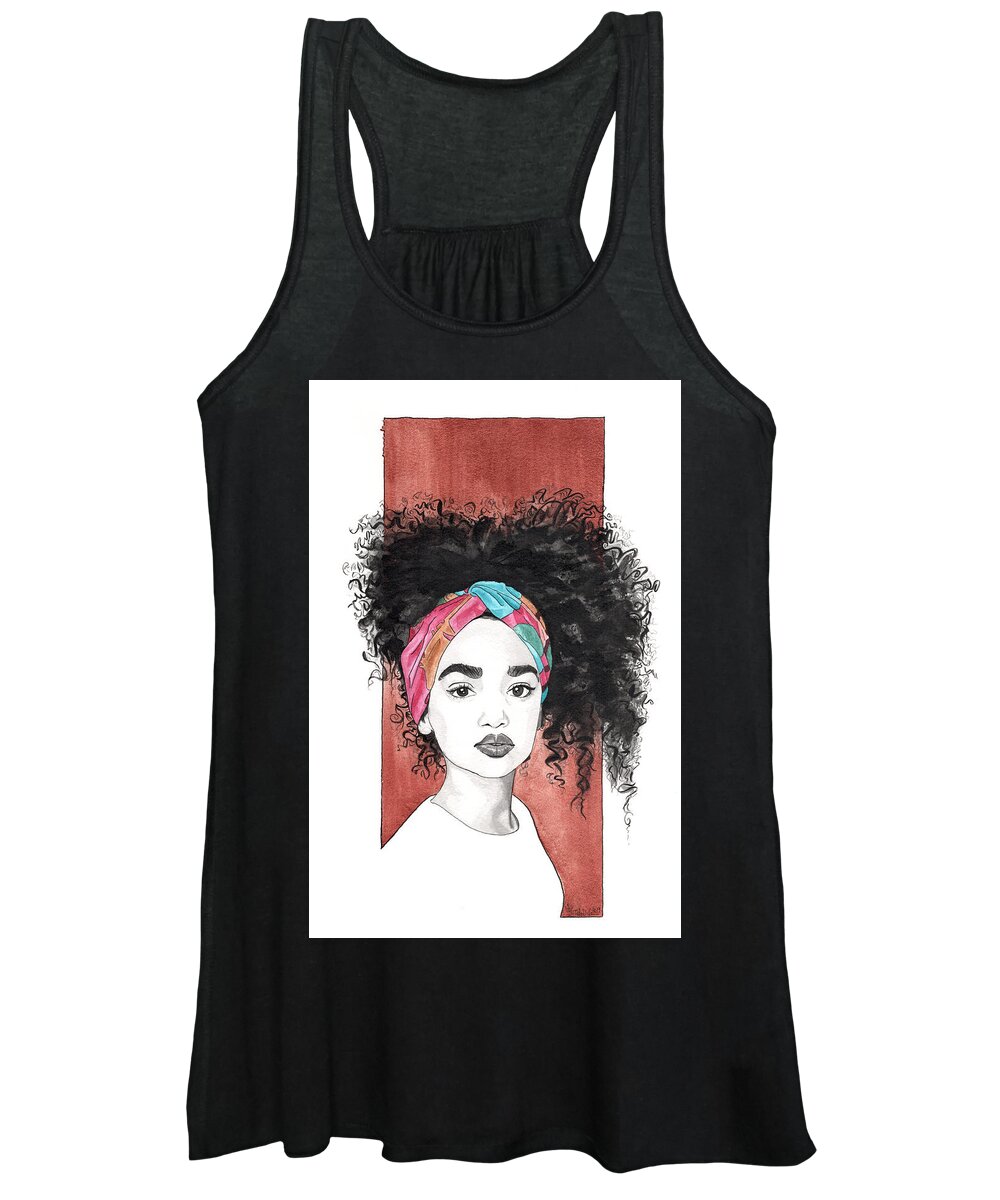 Portrait Women's Tank Top featuring the painting Curl Cascade by Tiffany DiGiacomo