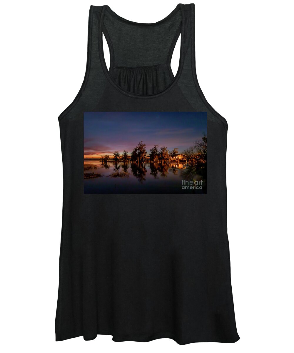 Sun Women's Tank Top featuring the photograph Cypress Reflection Sunrise by Tom Claud