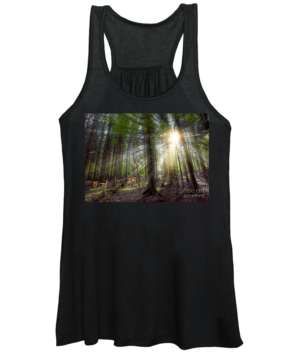 Forest Women's Tank Top featuring the mixed media Deep in the Forest by Morag Bates