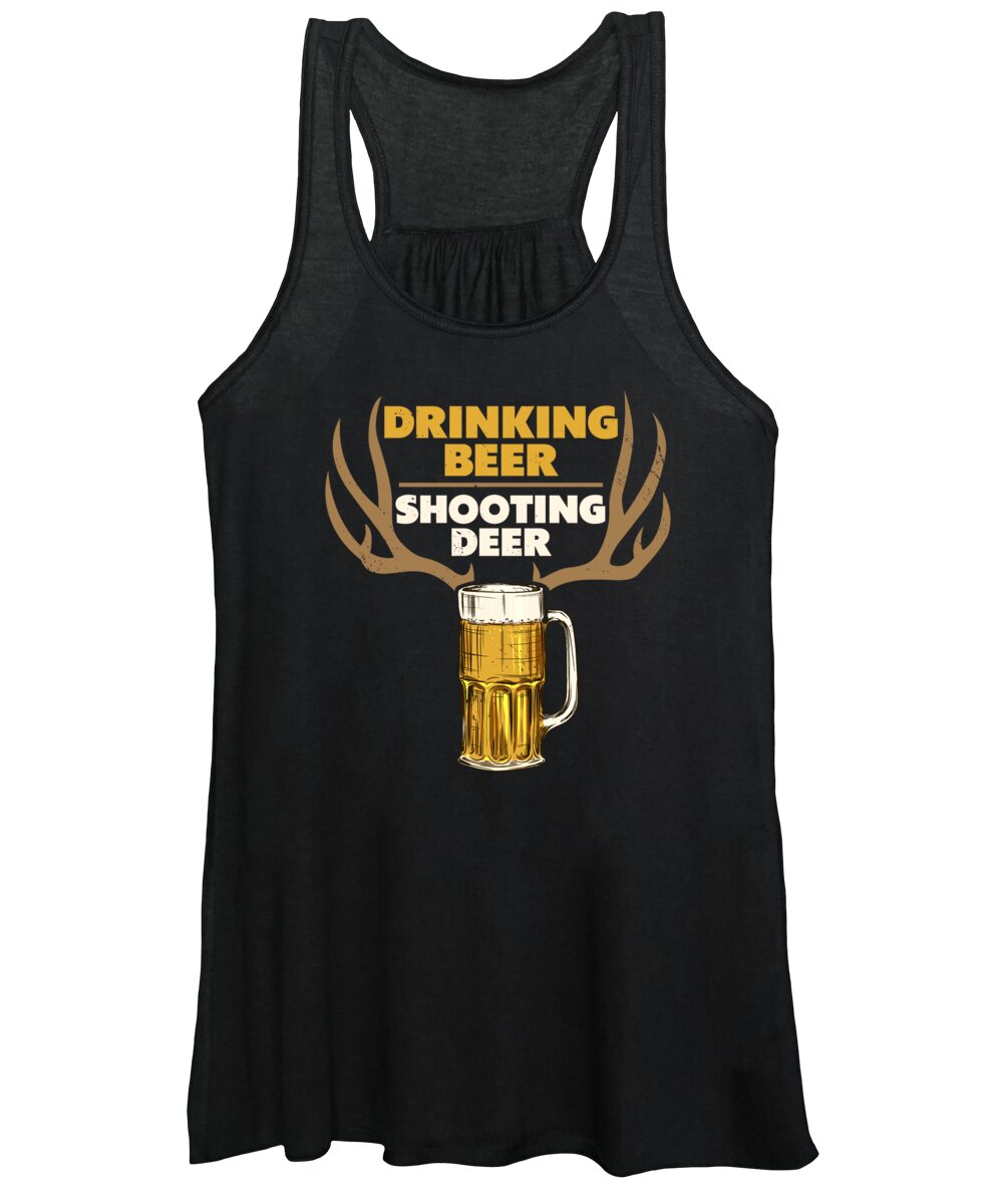 Deerhunter Women's Tank Top featuring the digital art Deer Hunter Shooting Beer Lover Drinking by Toms Tee Store