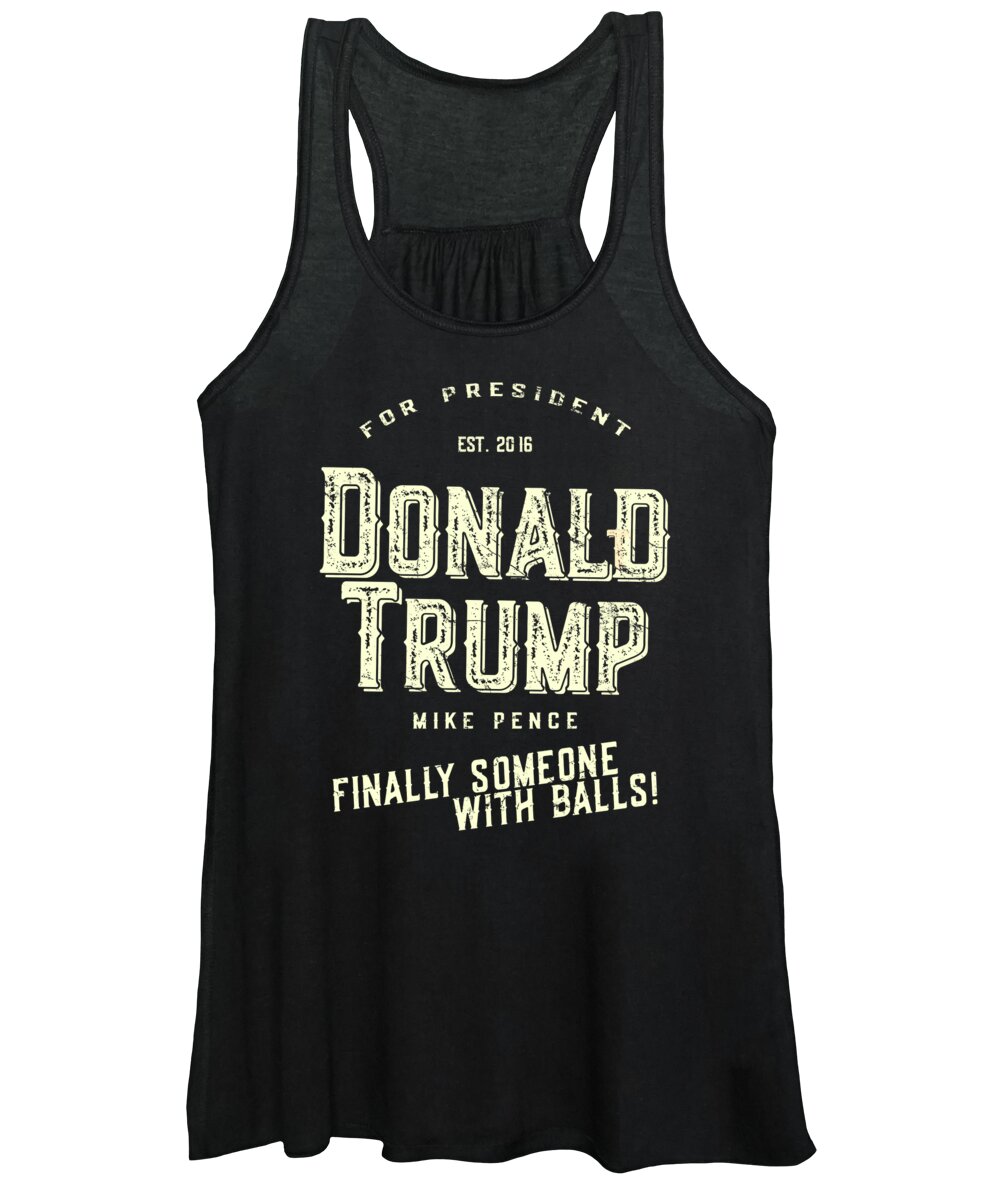Funny Women's Tank Top featuring the digital art Donald Trump Mike Pence 2016 Retro by Flippin Sweet Gear