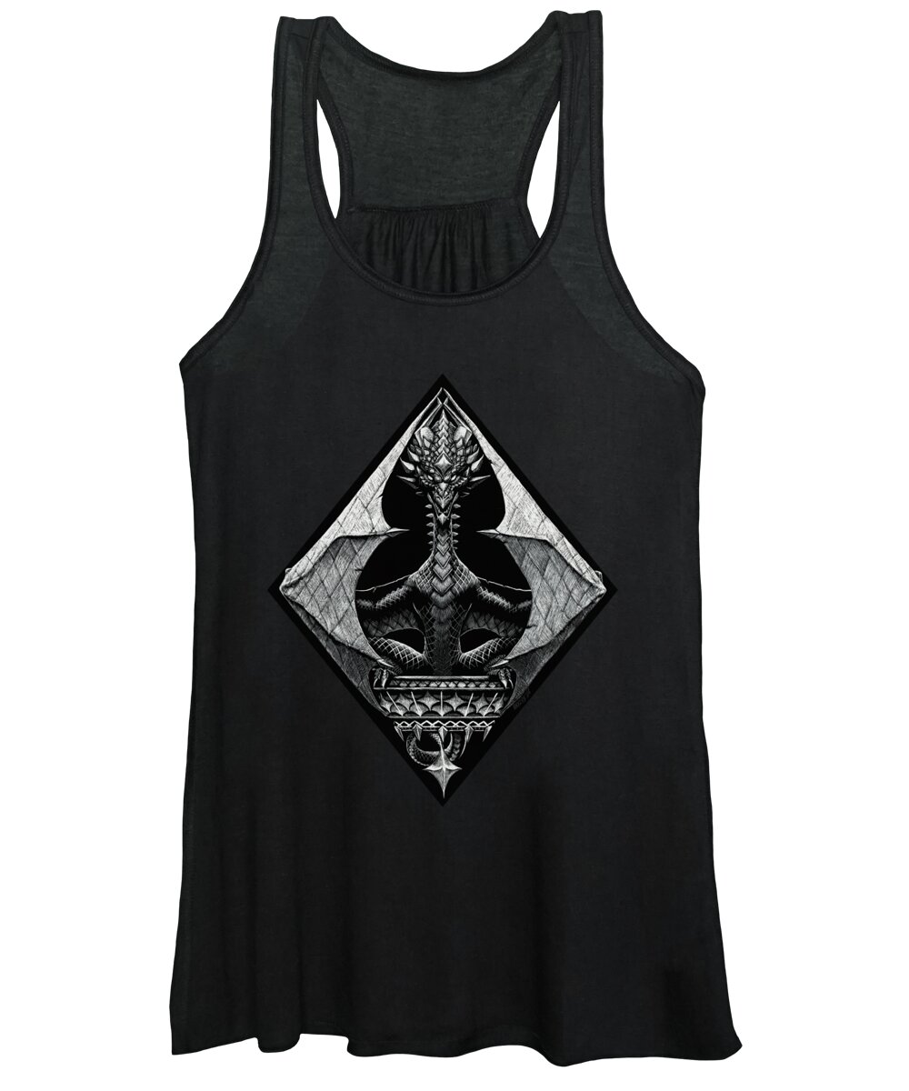 Dragon Women's Tank Top featuring the drawing Dragon of Diamonds by Stanley Morrison