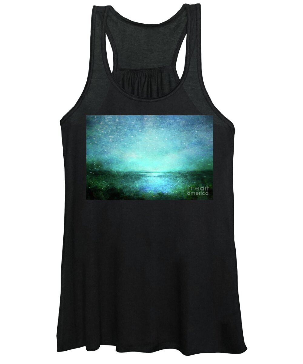 Landscape Women's Tank Top featuring the painting Ease Down By the Lagoon by Neece Campione