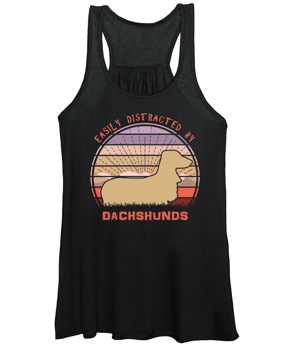 Easily Women's Tank Top featuring the digital art Easily Distracted By Dachshunds by Filip Schpindel