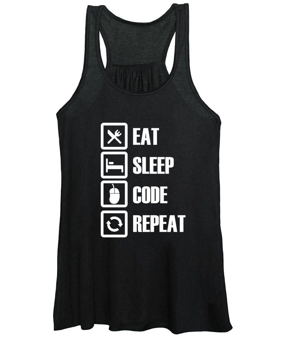 Eat Sleep Repeat Women's Tank Top featuring the digital art Eat Sleep Code Repeat by Jacob Zelazny