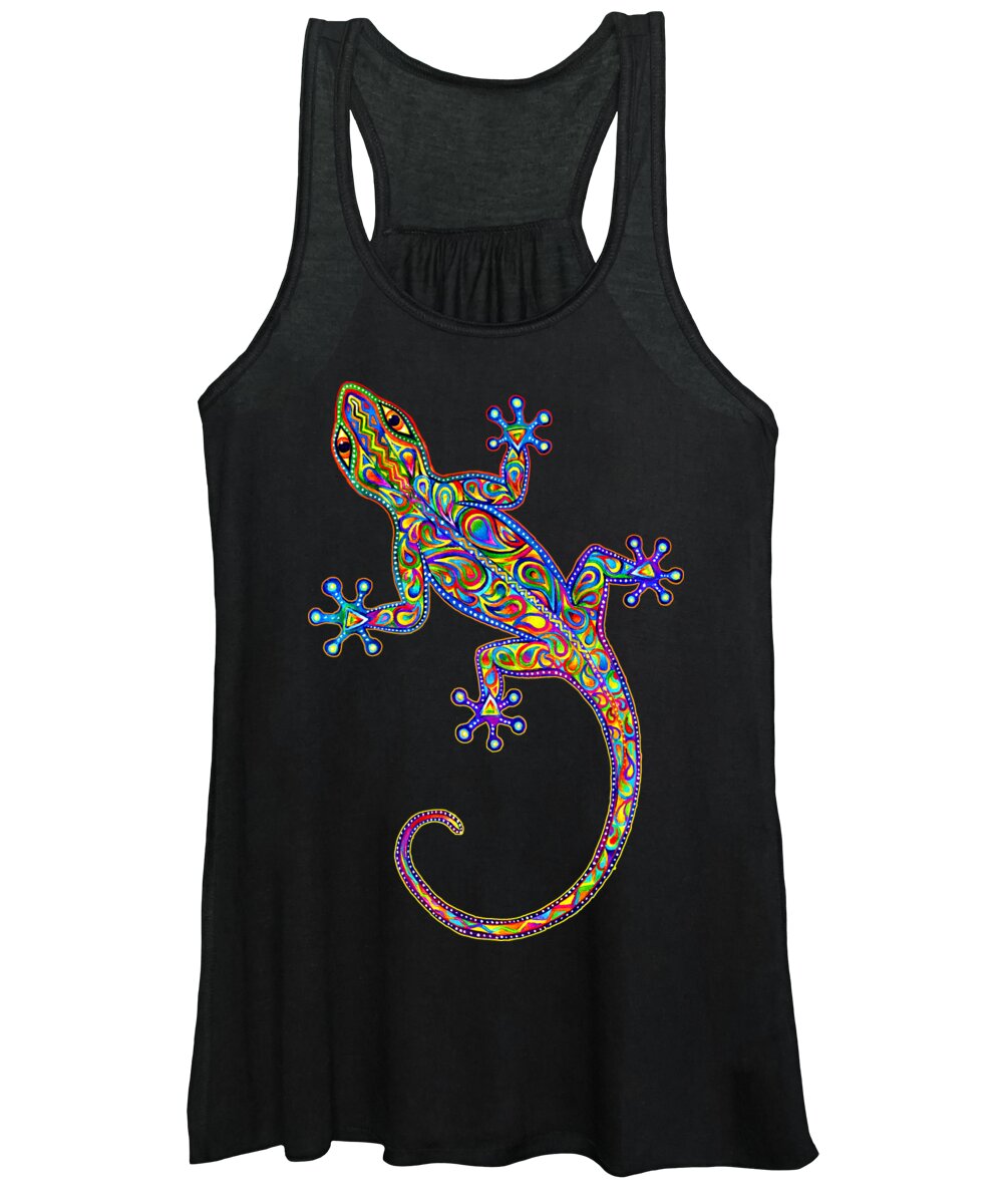 Gecko Women's Tank Top featuring the painting Electric Gecko by Rebecca Wang