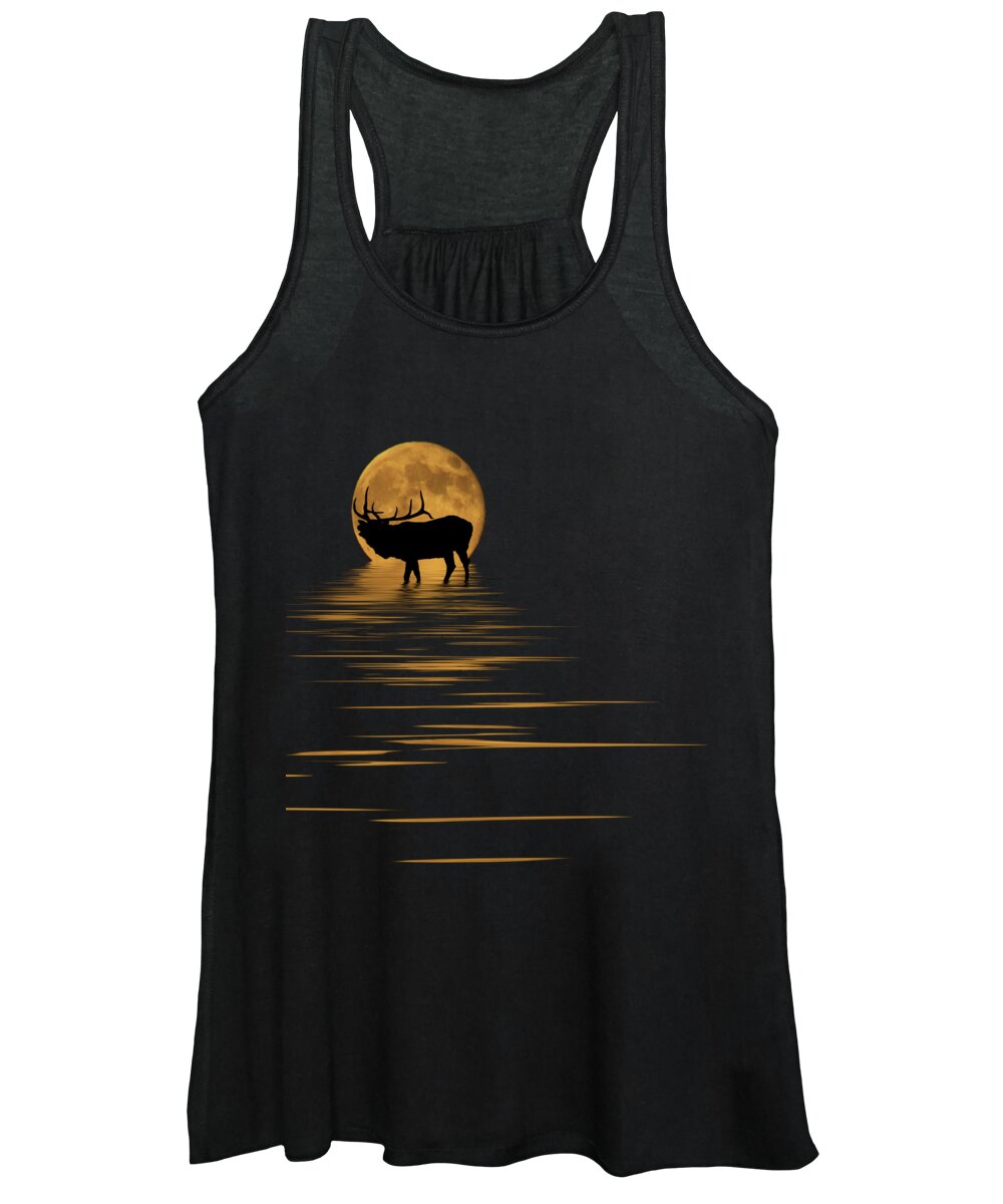 Bugle Women's Tank Top featuring the photograph Elk In The Moonlight by Shane Bechler