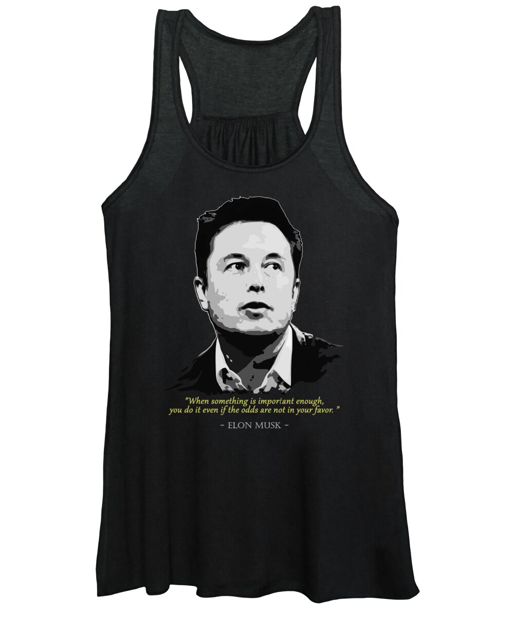 Elon Women's Tank Top featuring the digital art Elon Musk Quote by Megan Miller