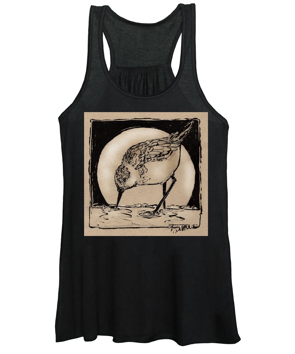 Sand Piper Women's Tank Top featuring the drawing Evening Walk by Marnie Clark