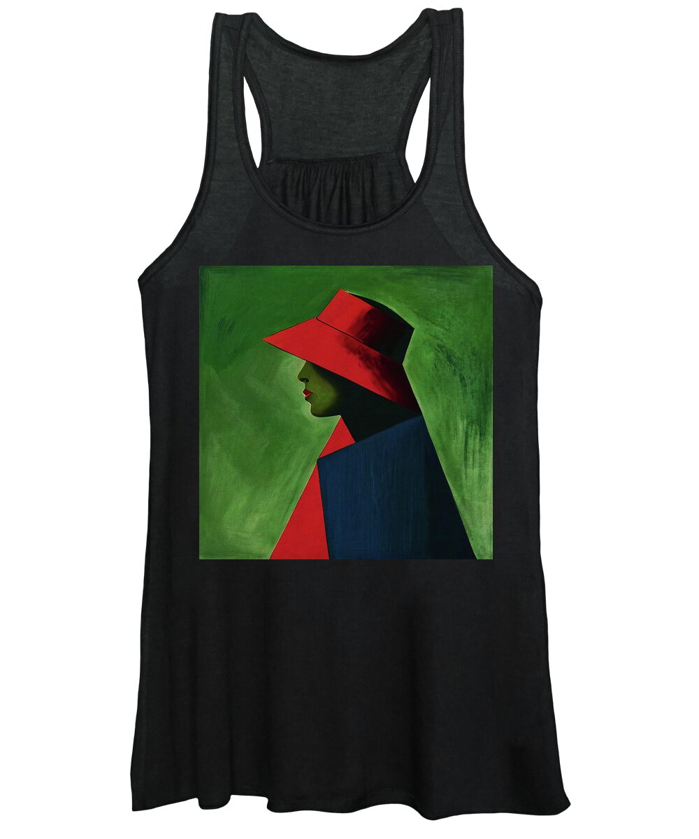 Women Women's Tank Top featuring the digital art Exercise to create a portrait in side view by Jan Keteleer