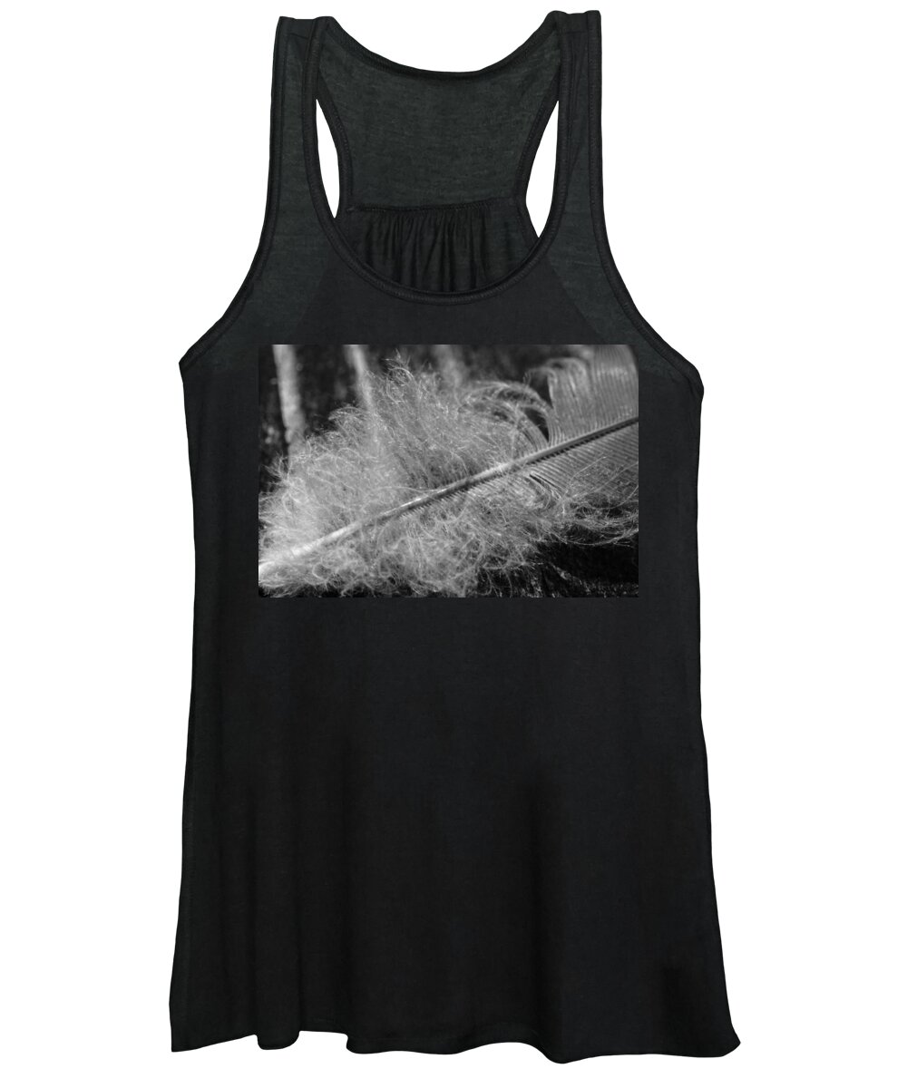 Photo Women's Tank Top featuring the photograph Feather in Black and White by Evan Foster