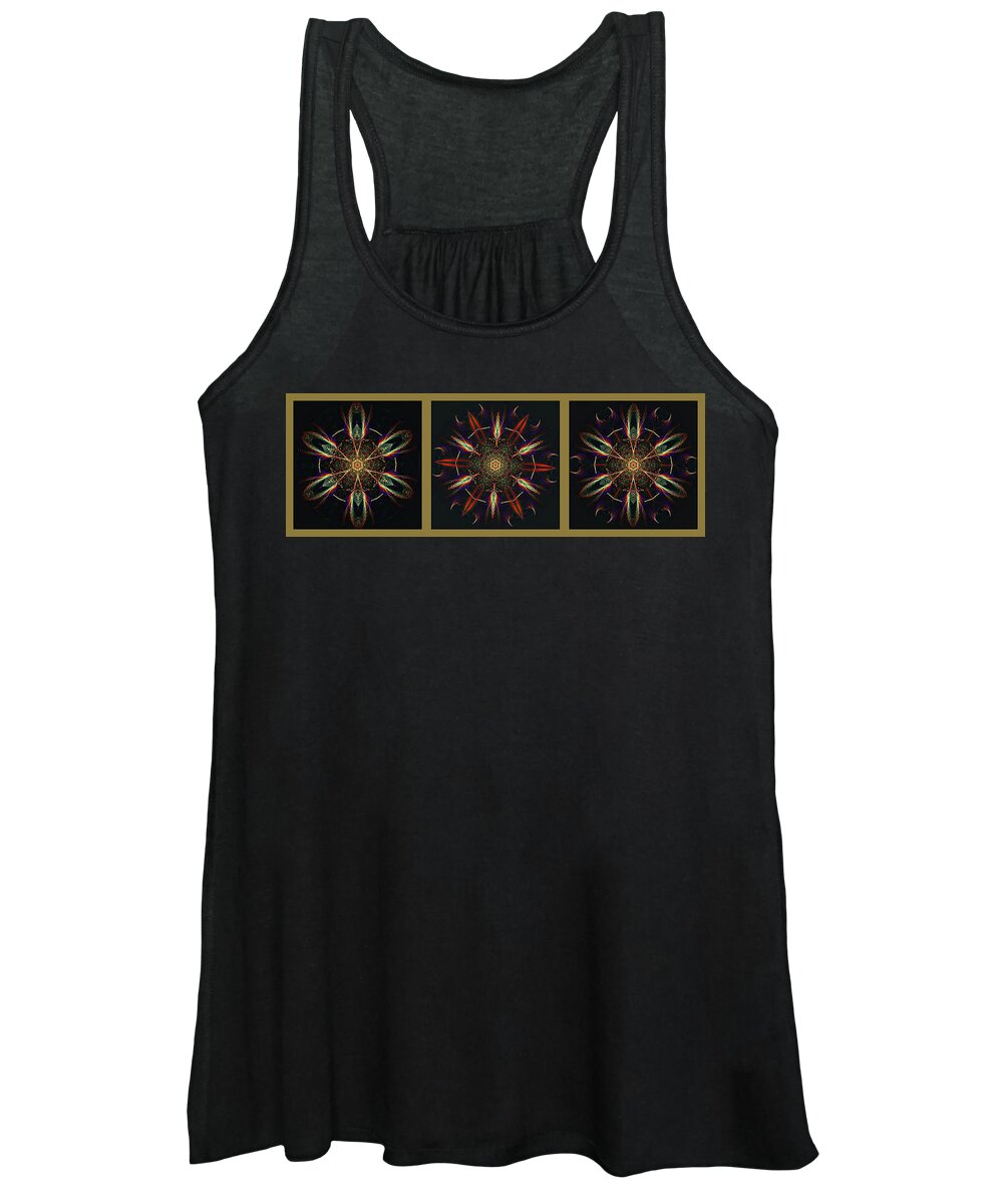 Round Women's Tank Top featuring the photograph Feathering the Brow Triptych with Gold Background by Judy Kennedy