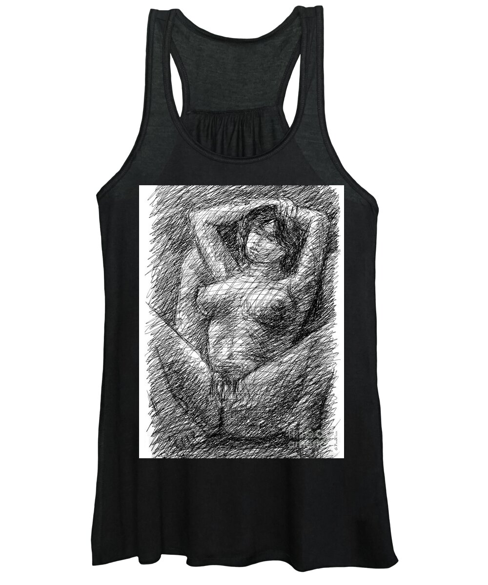 Female Erotic Drawings Women's Tank Top featuring the drawing Female-Sexy-Drawings-10 by Gordon Punt