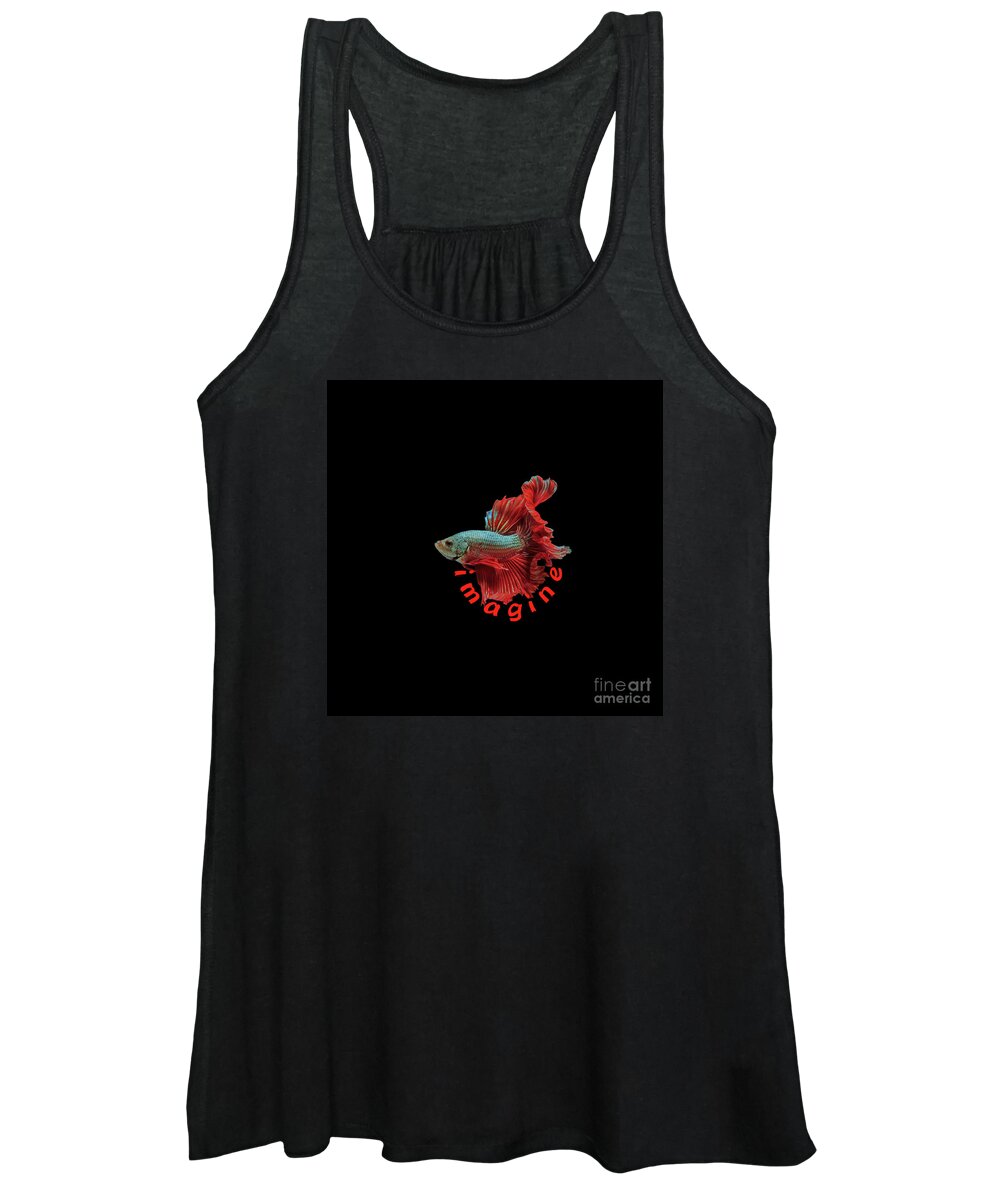 Fighter Women's Tank Top featuring the digital art Fighter Fish Imagine Black by Manos Chronakis