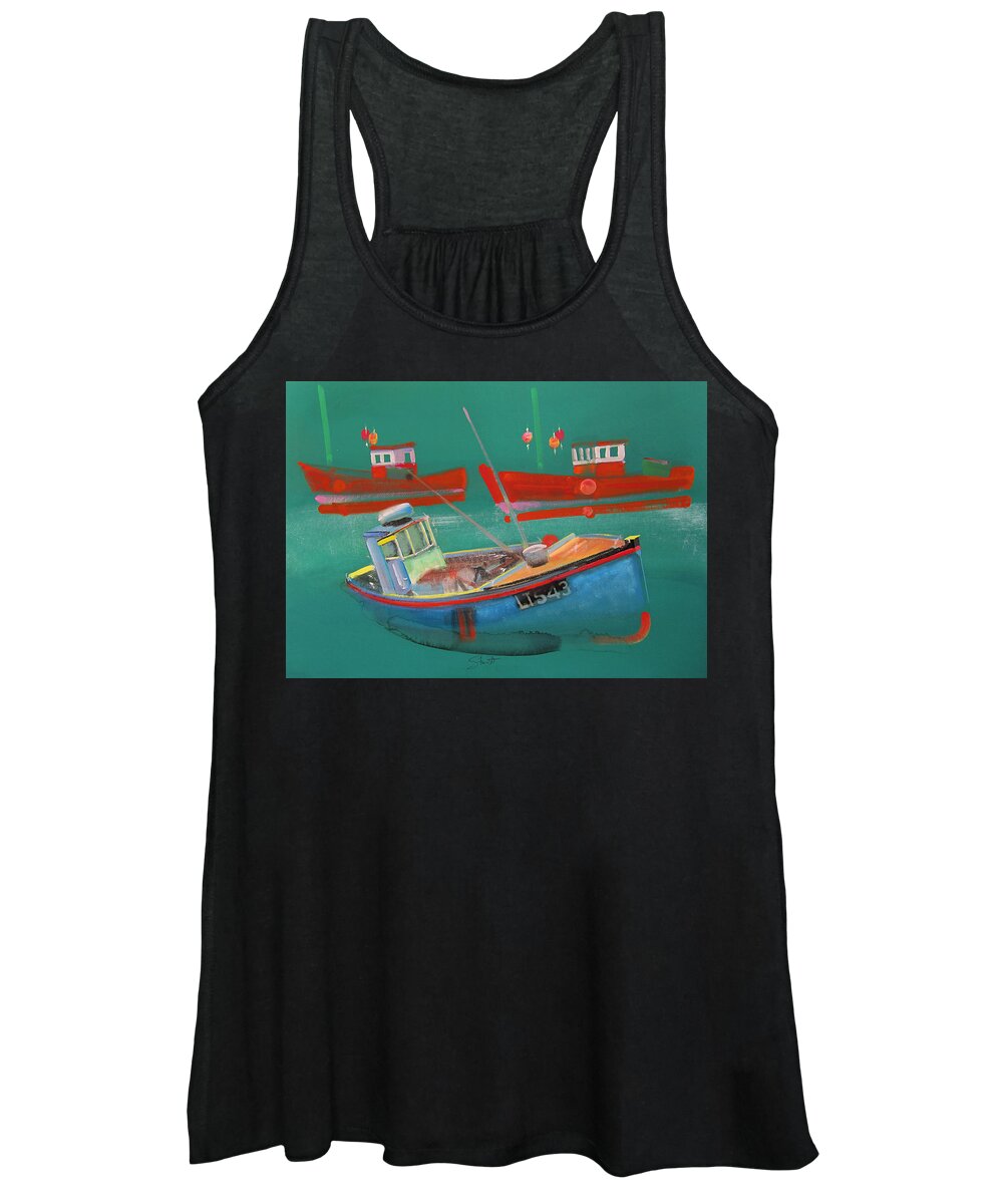 Fishing Women's Tank Top featuring the painting Fishing Boats at Walberswick by Charles Stuart