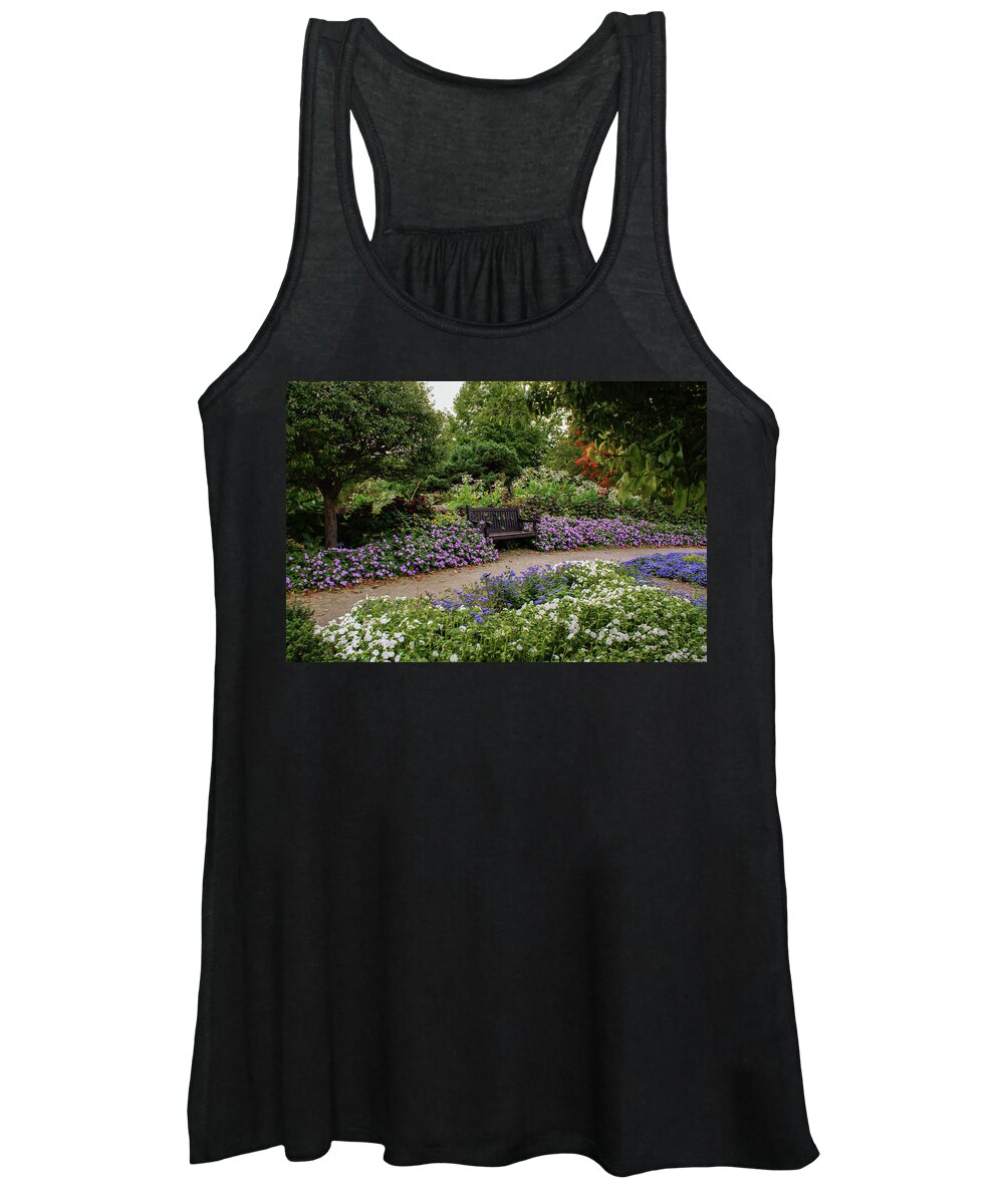 Boerner Botanical Gardens Women's Tank Top featuring the photograph Flower Seating by Deb Beausoleil