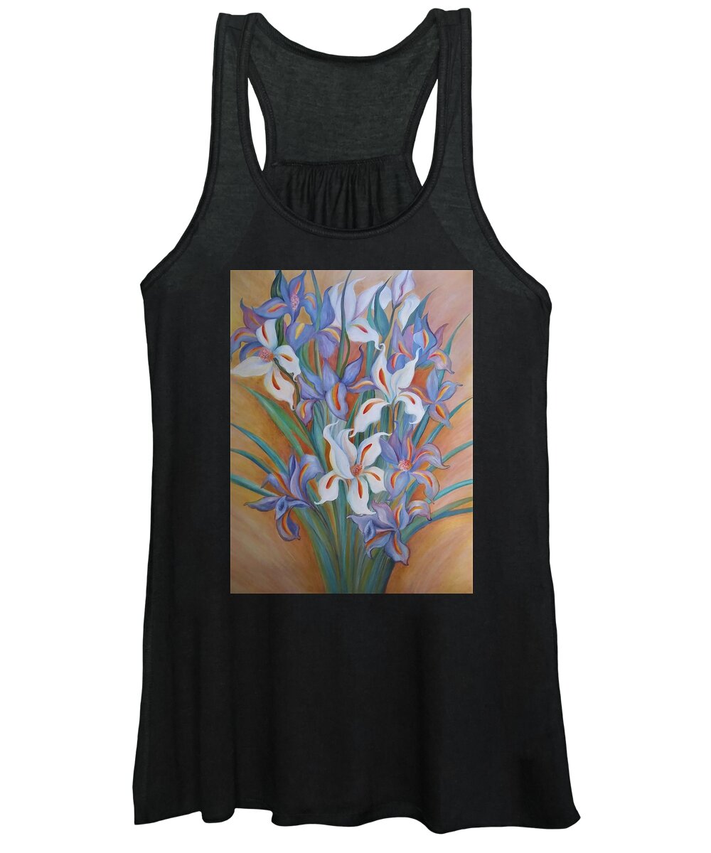 Abstract Women's Tank Top featuring the painting 'Flowers Dancing to a Clearer Perspective' by Vivian Aaron