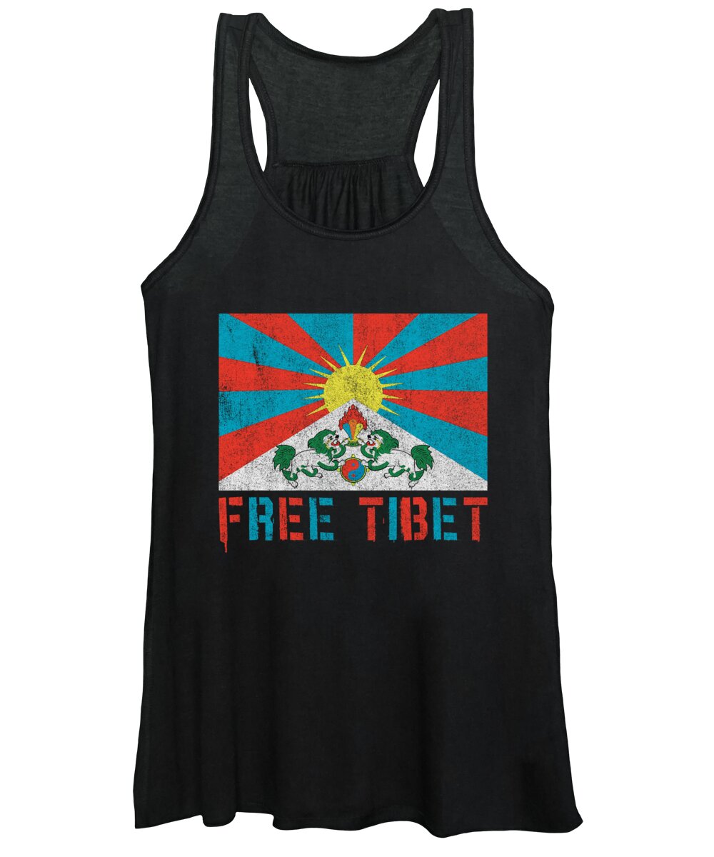 Funny Women's Tank Top featuring the digital art Free Tibet by Flippin Sweet Gear
