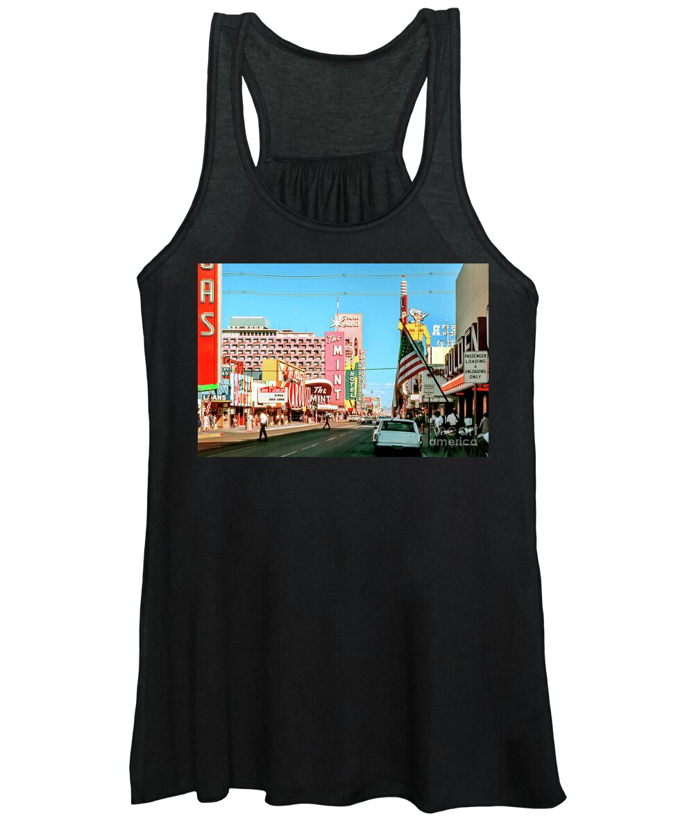 The Mint Casino Women's Tank Top featuring the photograph Fremont Street From the West in the Afternoon 1960s by Aloha Art