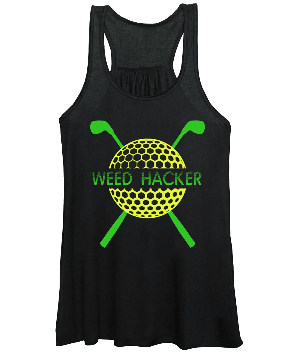 Golf Women's Tank Top featuring the digital art Funny Golf Weed Hacker Ball Golf Clubs by Jacob Zelazny