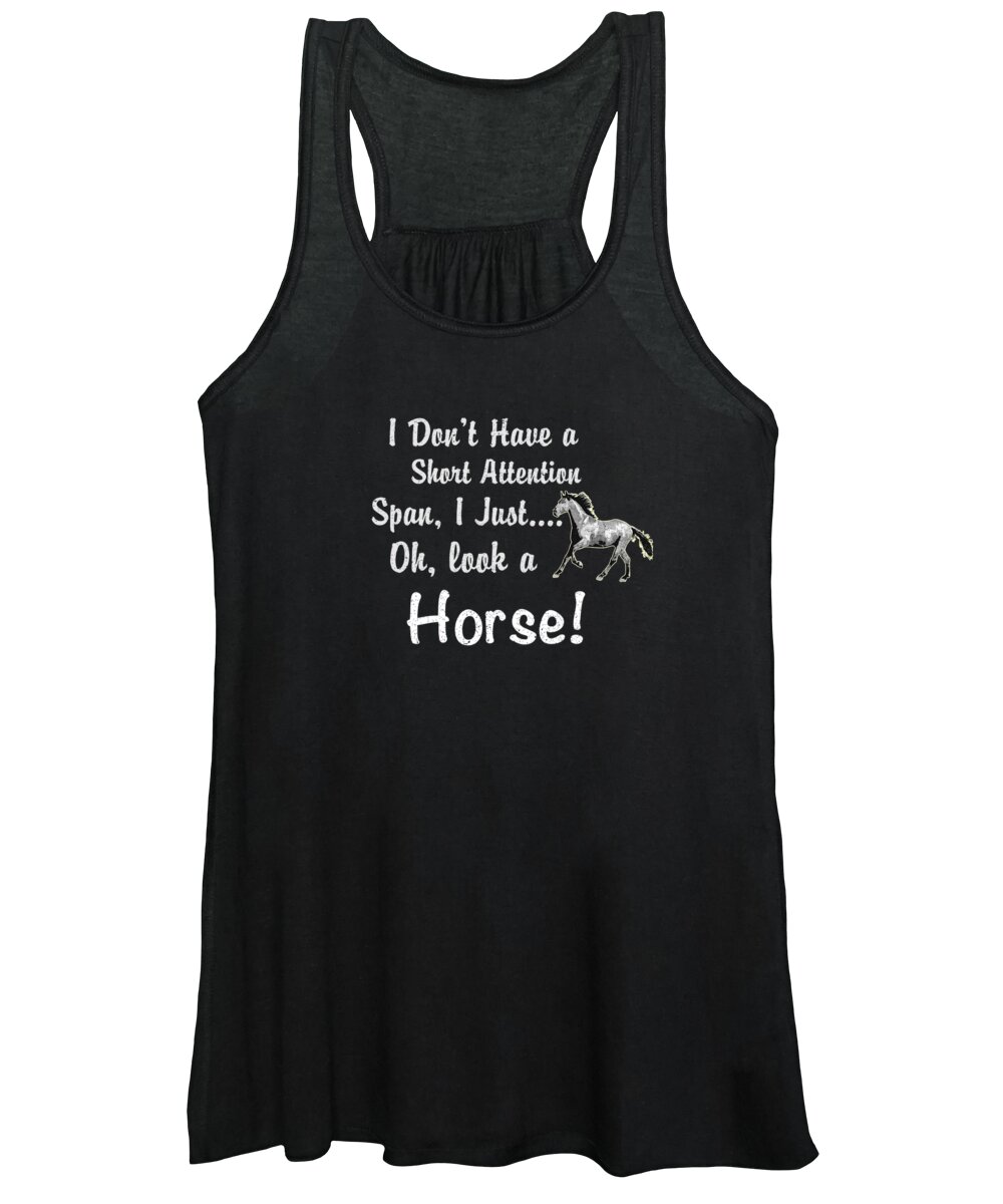 Cute Women's Tank Top featuring the digital art Funny Horse Short Attention Span by Jacob Zelazny