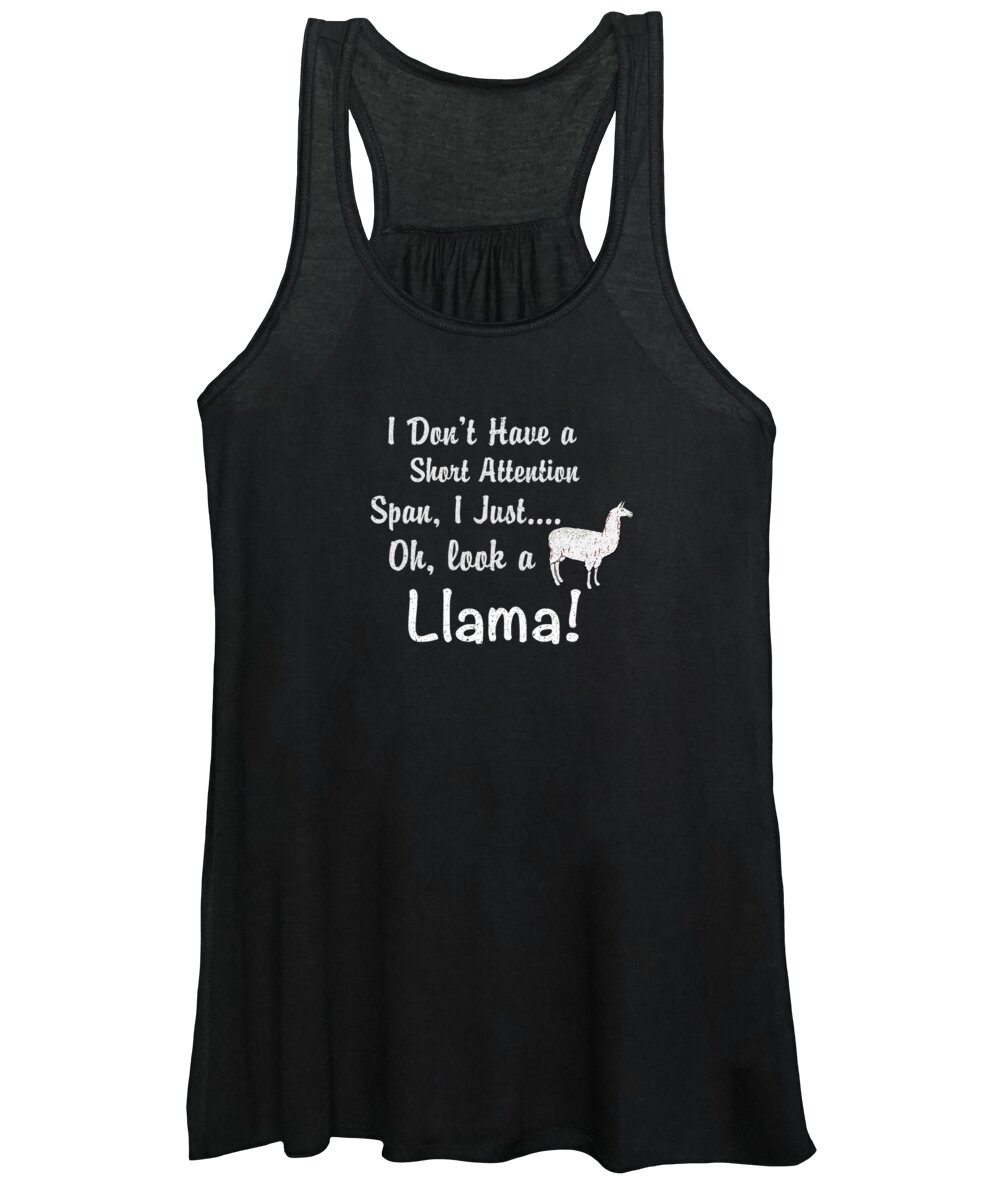 Cute Women's Tank Top featuring the digital art Funny Llama Short Attention Span by Jacob Zelazny