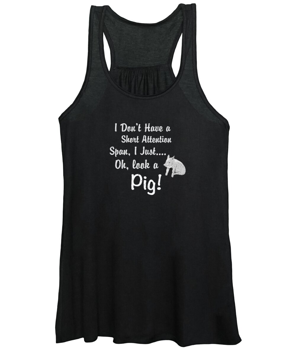 Cute Women's Tank Top featuring the digital art Funny Pig Short Attention Span by Jacob Zelazny