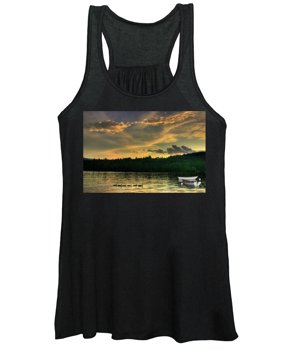 Geese Women's Tank Top featuring the photograph Geese with Boats by Wayne King