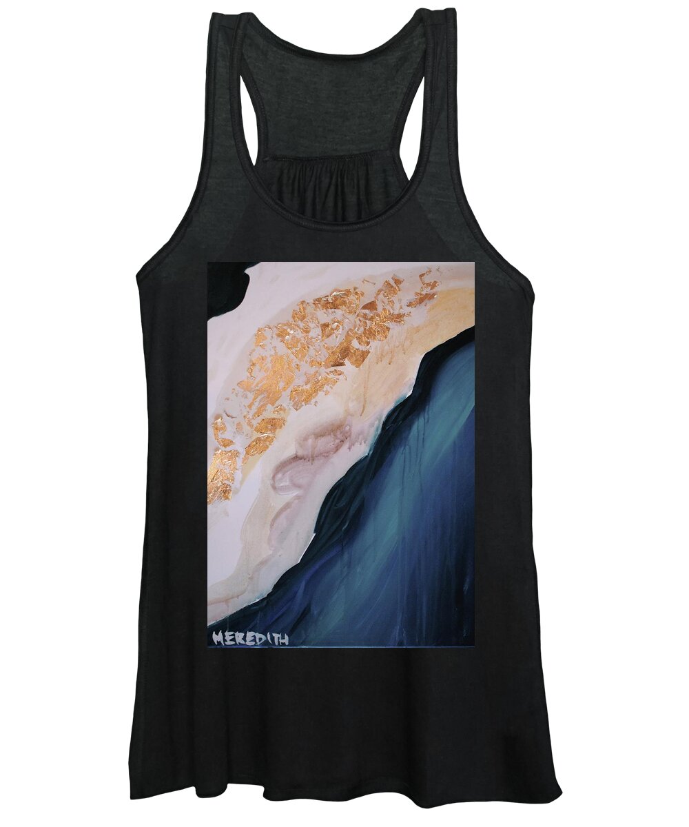 Gold Foil Navy Geode Wall Art Women's Tank Top featuring the painting Geode I by Meredith Palmer