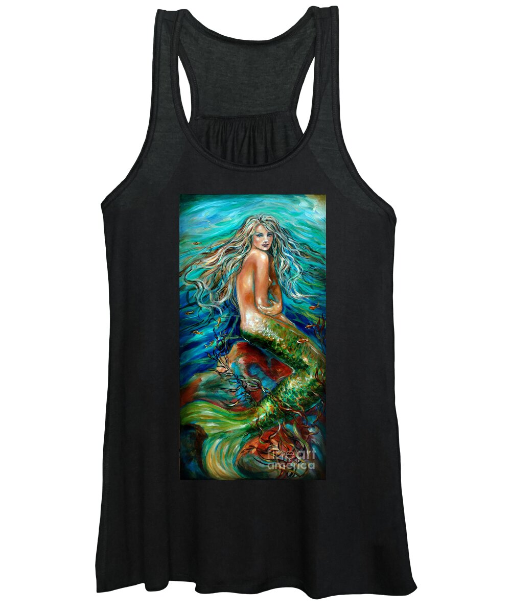 Mermaid Women's Tank Top featuring the painting Glorious Depths by Linda Olsen