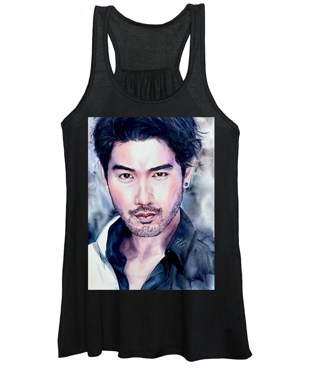 “the Face Women's Tank Top featuring the painting Godfrey Gao Truth in Your Eyes by Michal Madison