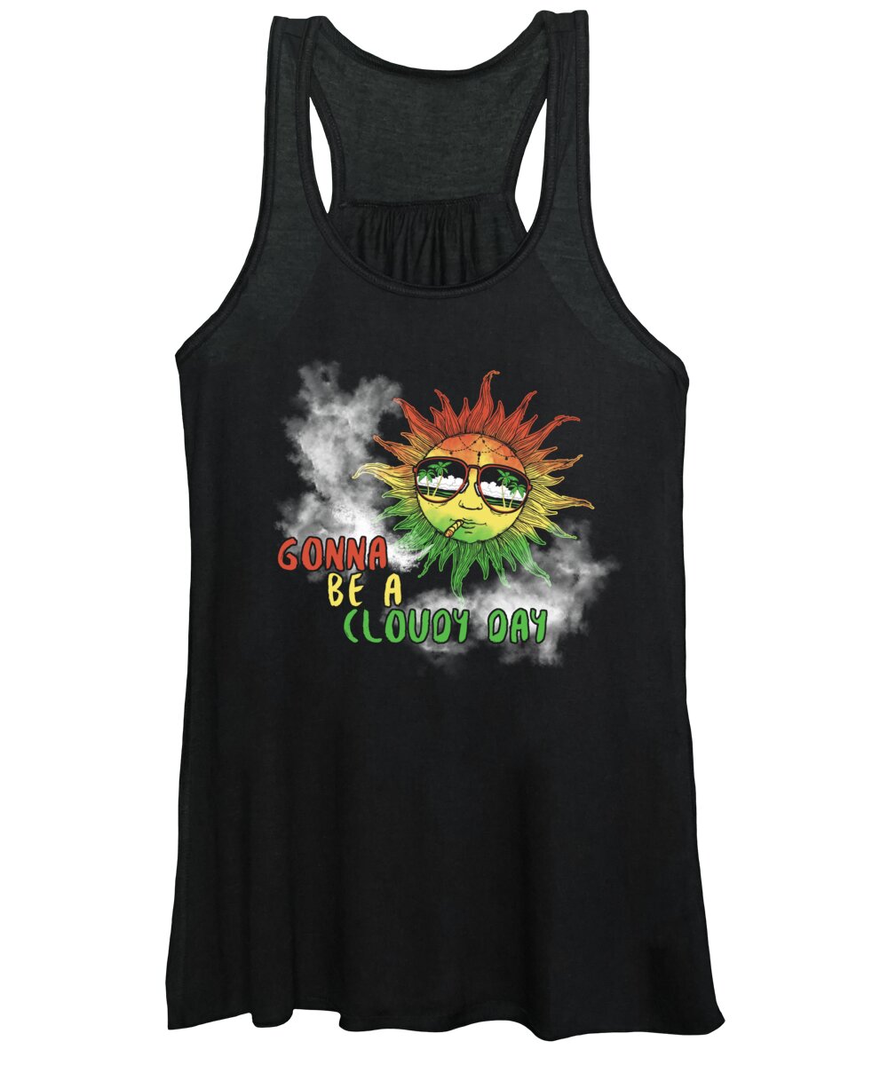 Cheech Women's Tank Top featuring the digital art Gonna Be A Cloudy Day Hipster Stoner Sun by Jacob Zelazny