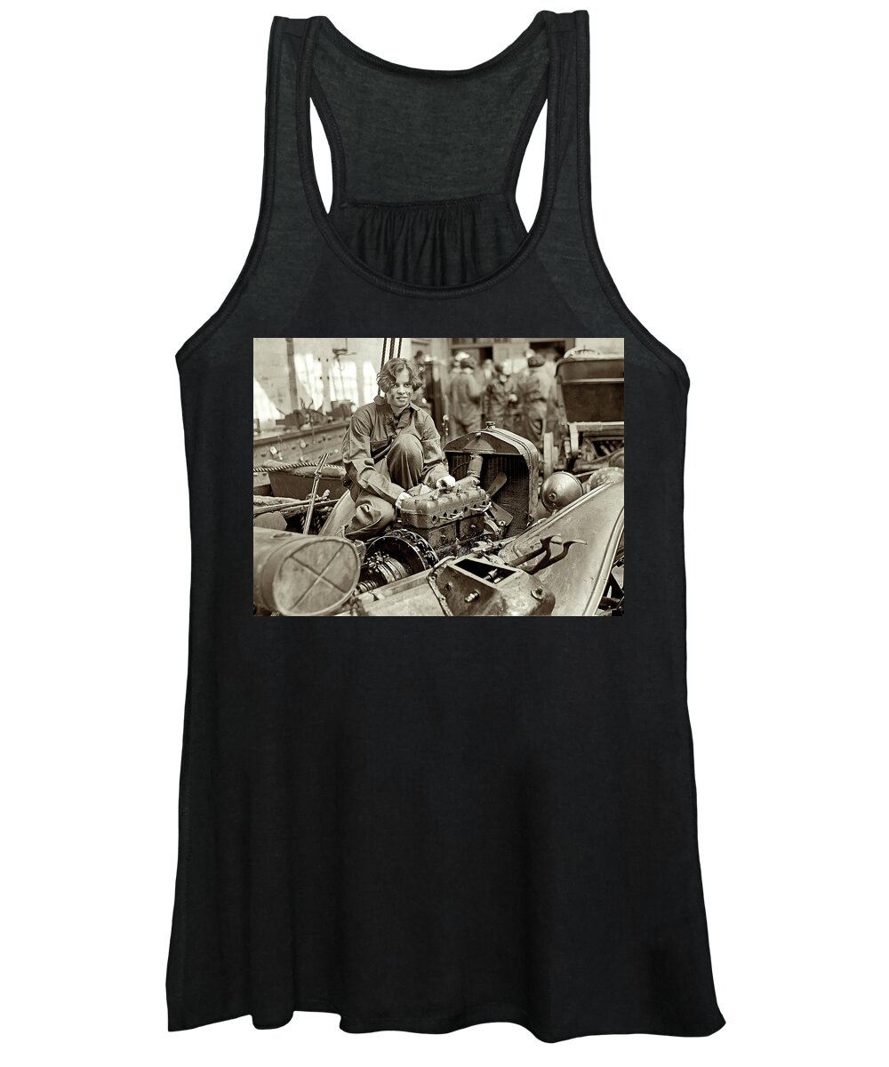 Ford Women's Tank Top featuring the photograph Grace Working on the Model T Ford by DK Digital