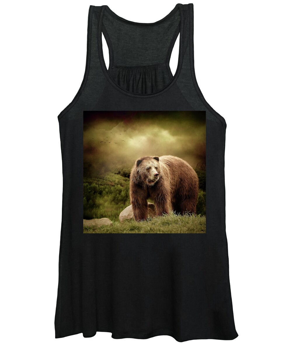 Grizzly Bear Women's Tank Top featuring the digital art Grizzly Bear by Maggy Pease